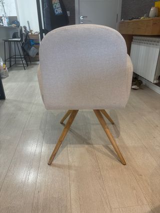 Silla Comedor Tapizada Madera Beige