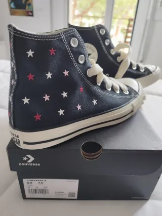 Converse All Star Negras Talla 38 Estrellas