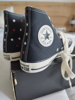 Converse All Star Negras Talla 38 Estrellas