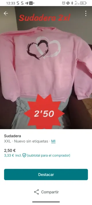Sudadera XXL Corazones Rosa