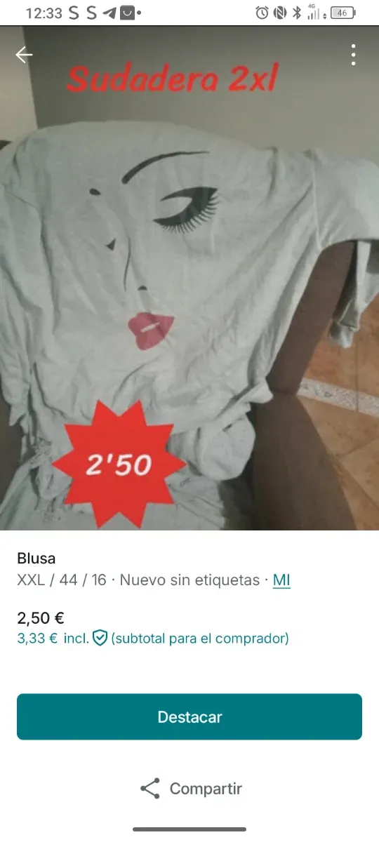 Sudadera 2XL con estampado de rostro