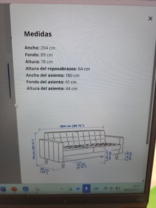 Sofá 3 plazas + reposapiés Ikea Landskrona