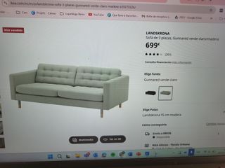 Sofá 3 plazas + reposapiés Ikea Landskrona