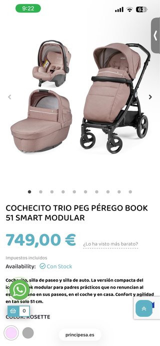 Carro bebé Peg-Pérego con 3 piezas.