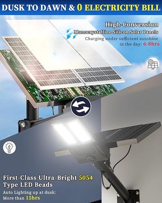 Farola Solar Exterior LED con Mando