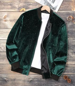Chaqueta de lujo terciopelo verde con brillos