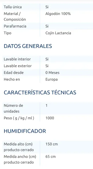 Cojín de lactancia algodón