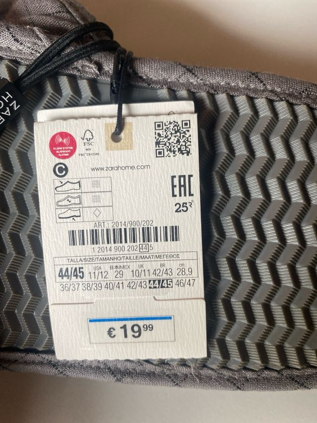 Zapatillas Zara Home Hombre 44/45 Gris