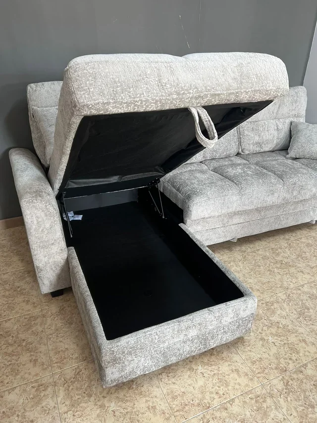 DESCUENTO!! Sofá Chaiselongue Gris con Arcón