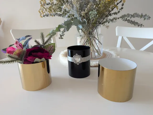 Set di 2 fioriere dorate + regali