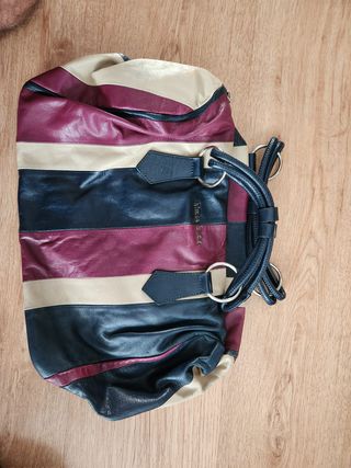 Bolso Bimba y Lola rayas beige, azul, morado