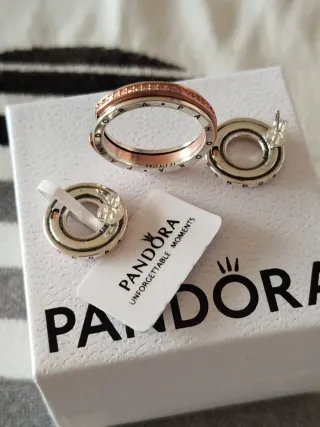 Conjunto Pandora Aro y Anillo Oro Rosa