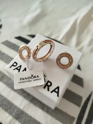 Conjunto Pandora Aro y Anillo Oro Rosa
