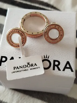 Conjunto Pandora Aro y Anillo Oro Rosa