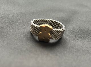 Anillo TOUS Mesh Acero y Oro 18K Oso