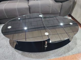 Mesa de centro cristal y metal