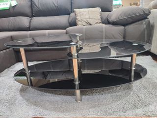 Mesa de centro cristal y metal