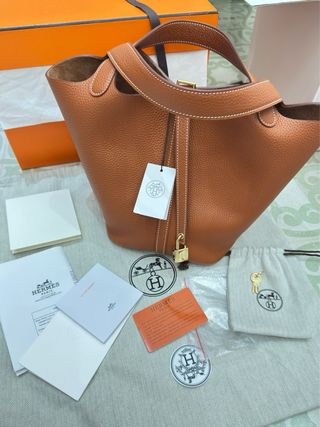 Bolso Hermès Picotin 22 Marrón Piel Oro