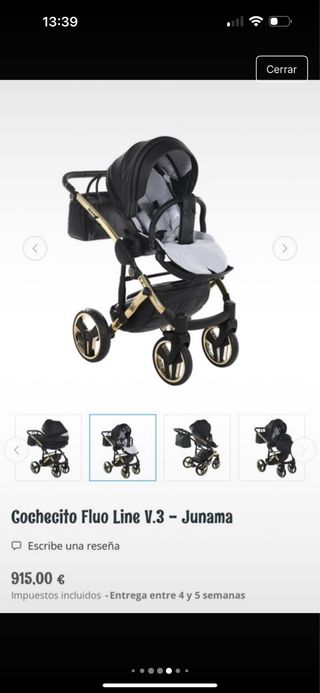 Carro Bebé Junama Fluo Line V3 Negro/Dorado