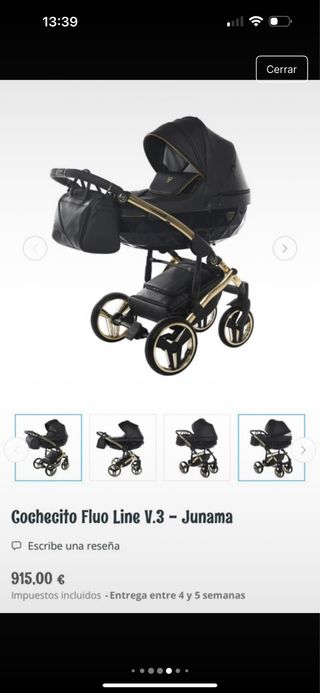 Carro Bebé Junama Fluo Line V3 Negro/Dorado