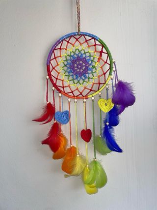 Atrapasueños Arcoíris Crochet LGTBI Hecho a Mano