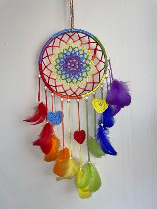 Atrapasueños Arcoíris Crochet LGTBI Hecho a Mano