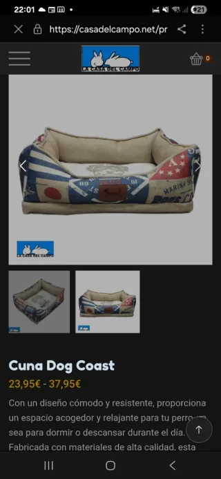 Cama para perro diseño náutico