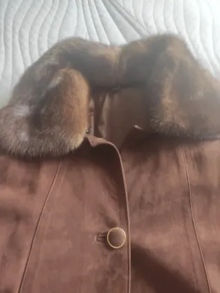 Abrigo de piel mujer marrón