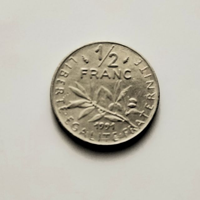 4 Monedas Franco R.Francesa de 1, 1/2 y 20Céntimos