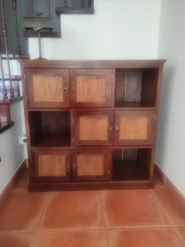 Mueble recibidor madera y bambú