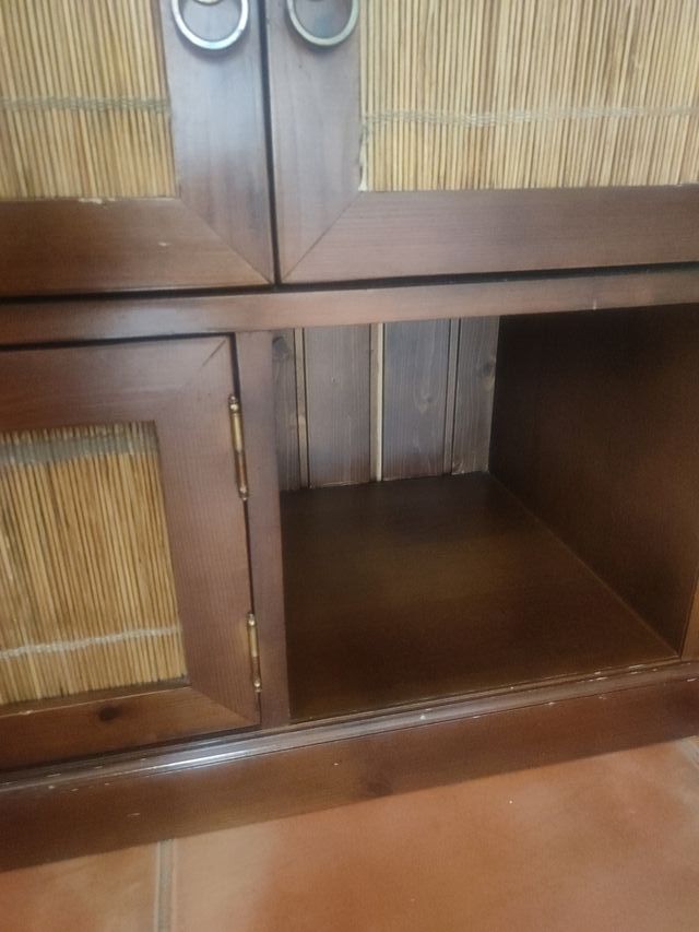 Mueble recibidor madera y bambú