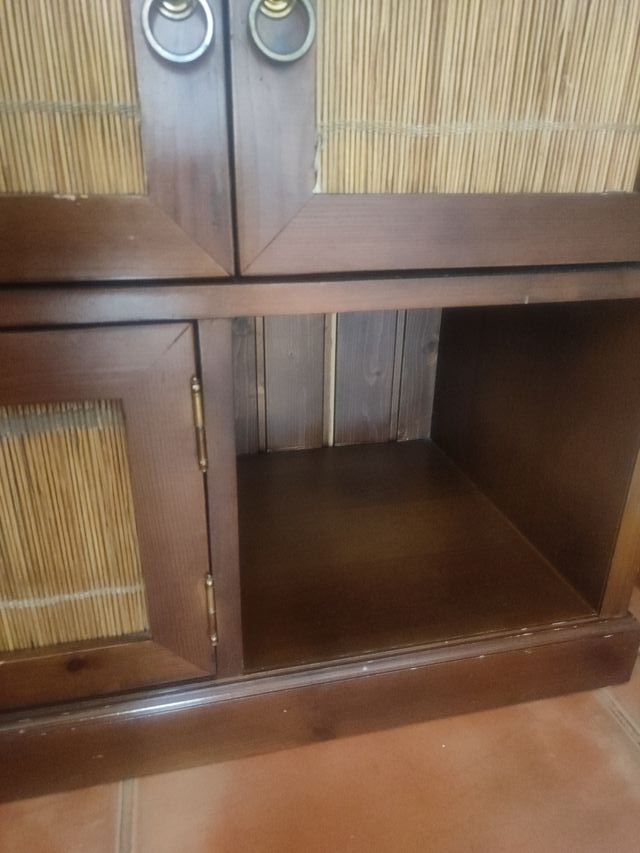 Mueble recibidor madera y bambú