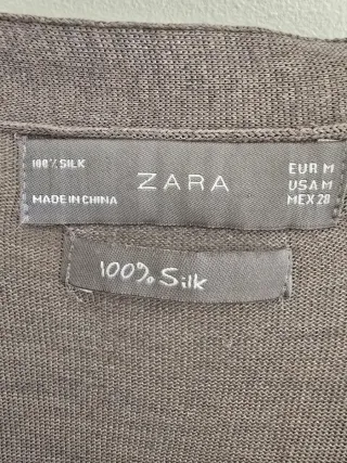 Chaqueta Zara Seda Marrón XS
