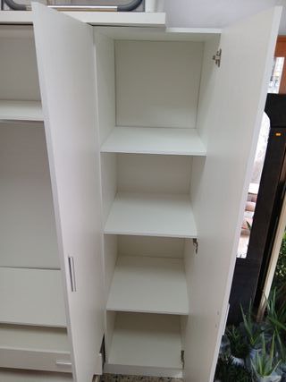 Armario blanco 3 puertas y 2 cajones