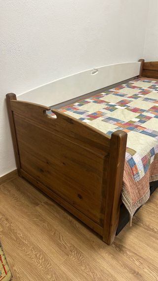 Cama nido rústica madera y tela