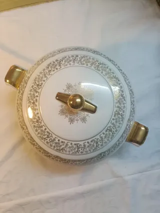 Zuppiera Portoghese Porcellana Oro e Bianco