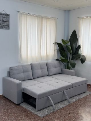 Nuevo sofa cama gris tela + arcon
