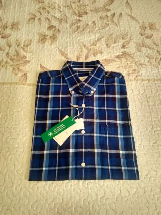 Camisa Cortefiel cuadros azul talla L