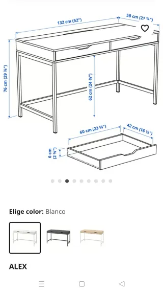 Escritorio Ikea Alex Blanco