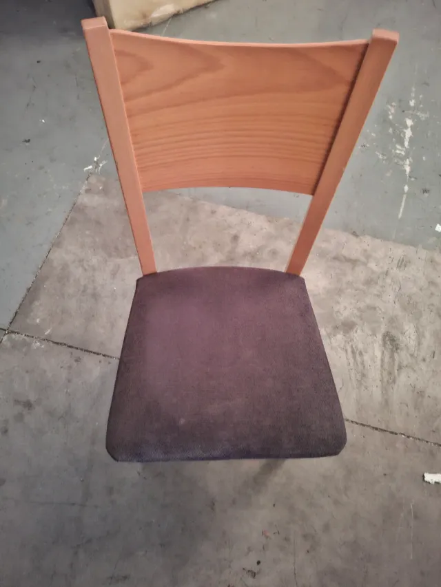 4 Sillas de comedor madera y tela