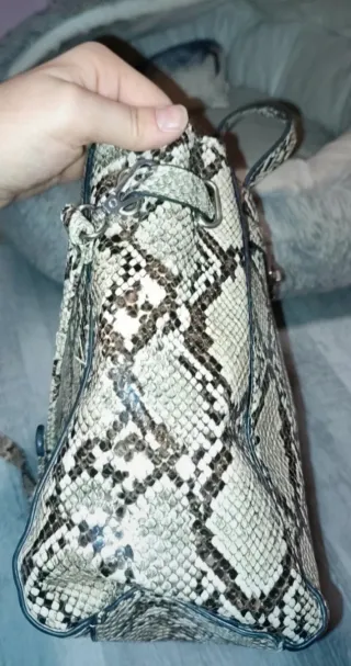 Bolso Tote Piel Serpiente Beige/Marrón