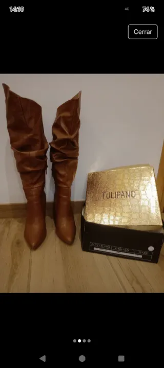Botas de cuero marrones Dos puestas  Sin etiquetas