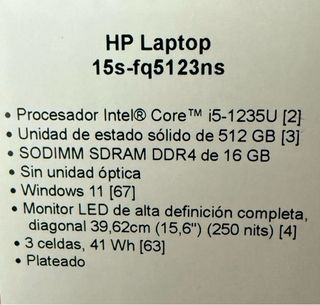 HP Laptop 15s-fq5123ns Plata