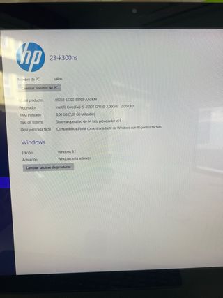 Ordenador HP ENVY 23-k300ns Táctil All-in-One