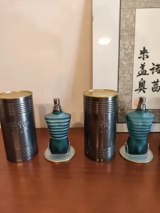 JPG Le Male bottiglie vuote con latta