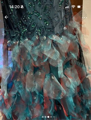 Vestido de fiesta negro y verde