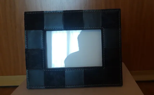 Marco de fotos piel sintética negro