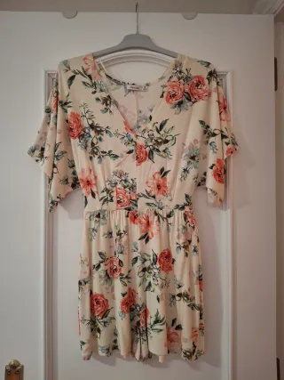 Mono corto floral beige