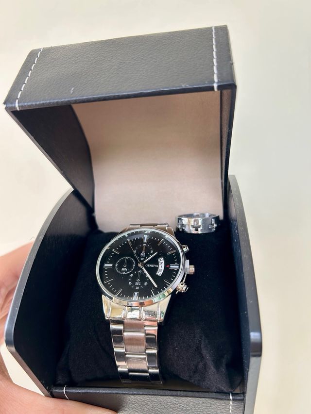 Orologio Geneva Uomo Nero Argento