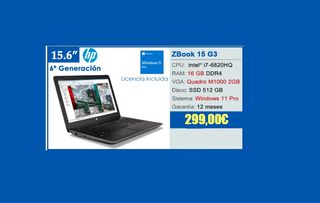 HP ZBook 15 G3 i7-6820HQ 16GB 512GB SSD